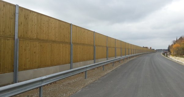 Noise wall in prefabricated wood elements in infrastructure